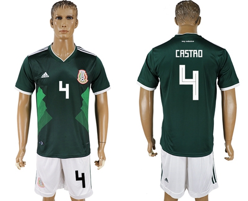 Mexico #4 Castro Green Home Soccer Country Jersey